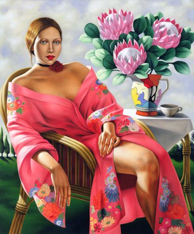 Chá, final da tarde (óleo sobre linho) de Catherine Abel